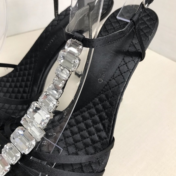 Vince Camuto Black Strappy Heel - Embellished with clear heel - Size 8 - Picture 5 of 12